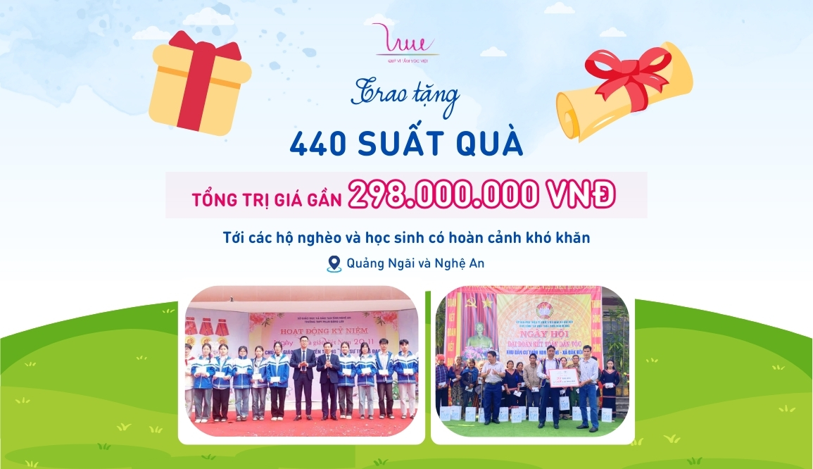 Trao tặng 440 suất quà trị giá gần 298 triệu đồng tới các hộ nghèo và học sinh có hoàn cảnh khó khăn